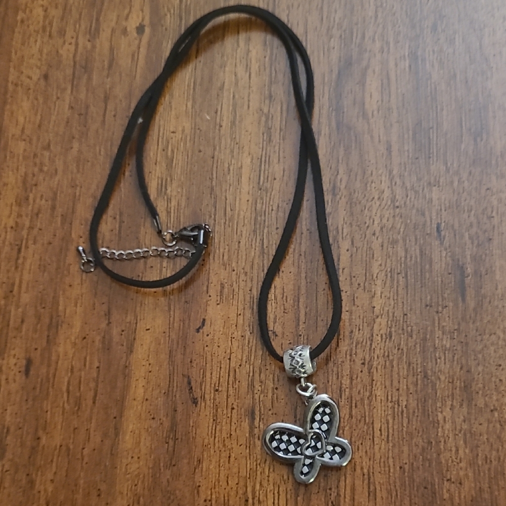 Zoppini Black and Silver Butterfly Pendant Necklace